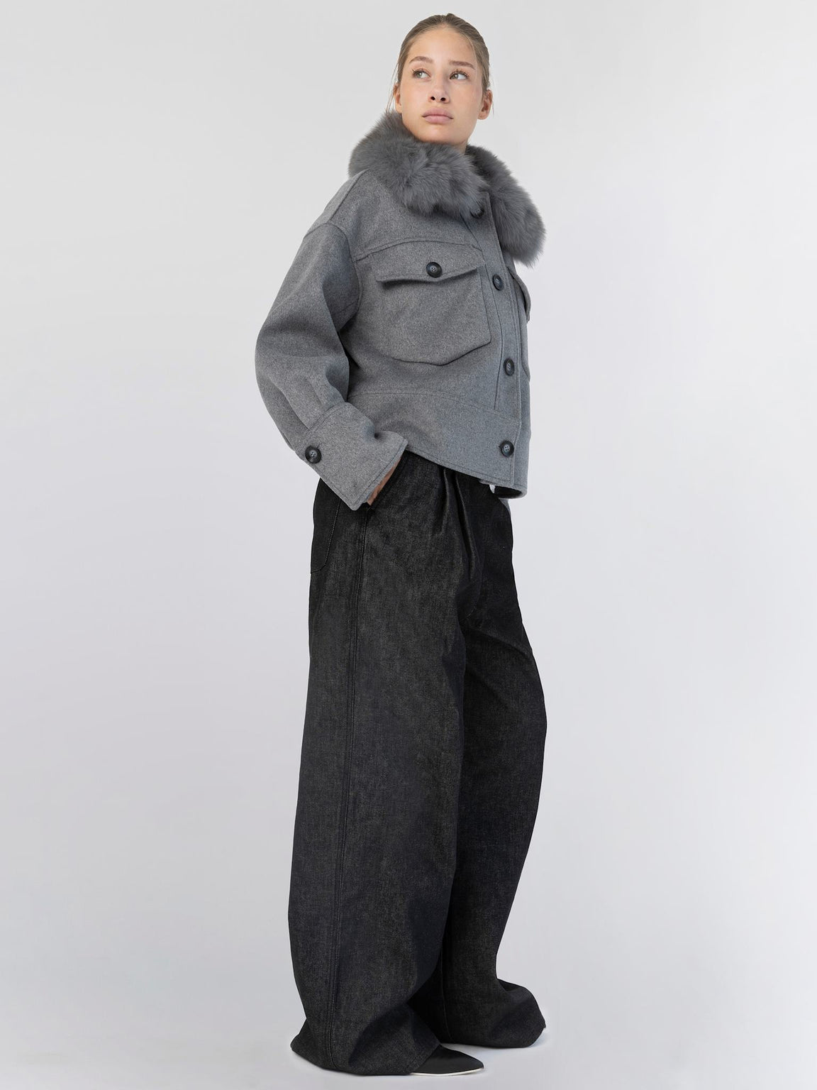 CHARLIE WOOL JACKET - MELANGE GREY