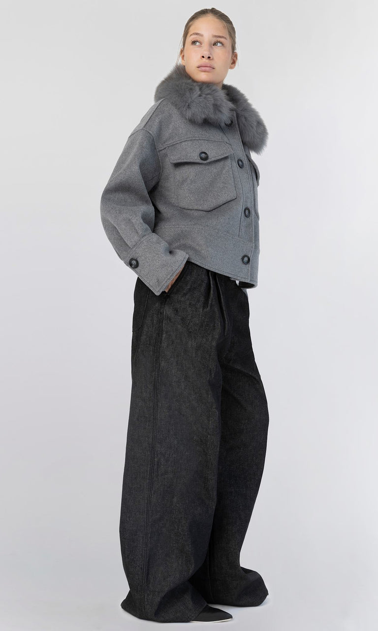CHARLIE WOOL JACKET - MELANGE GREY