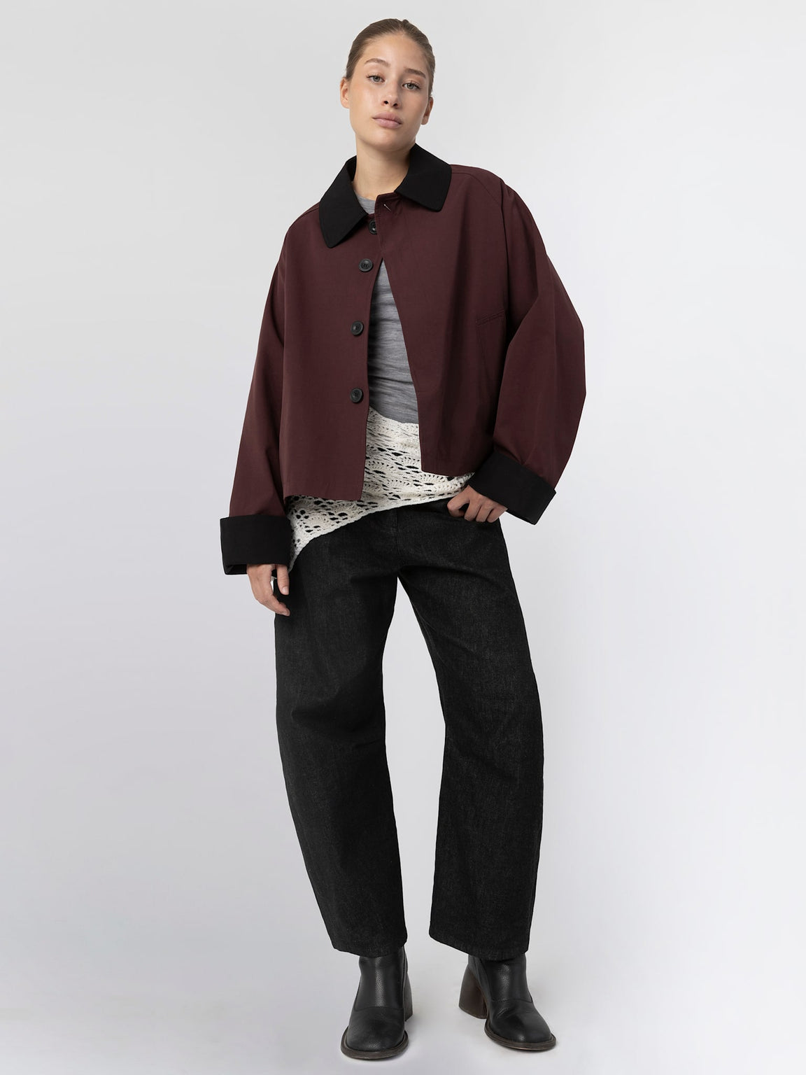 JOEL CANVAS JACKET - BURGUNDY/BLACK