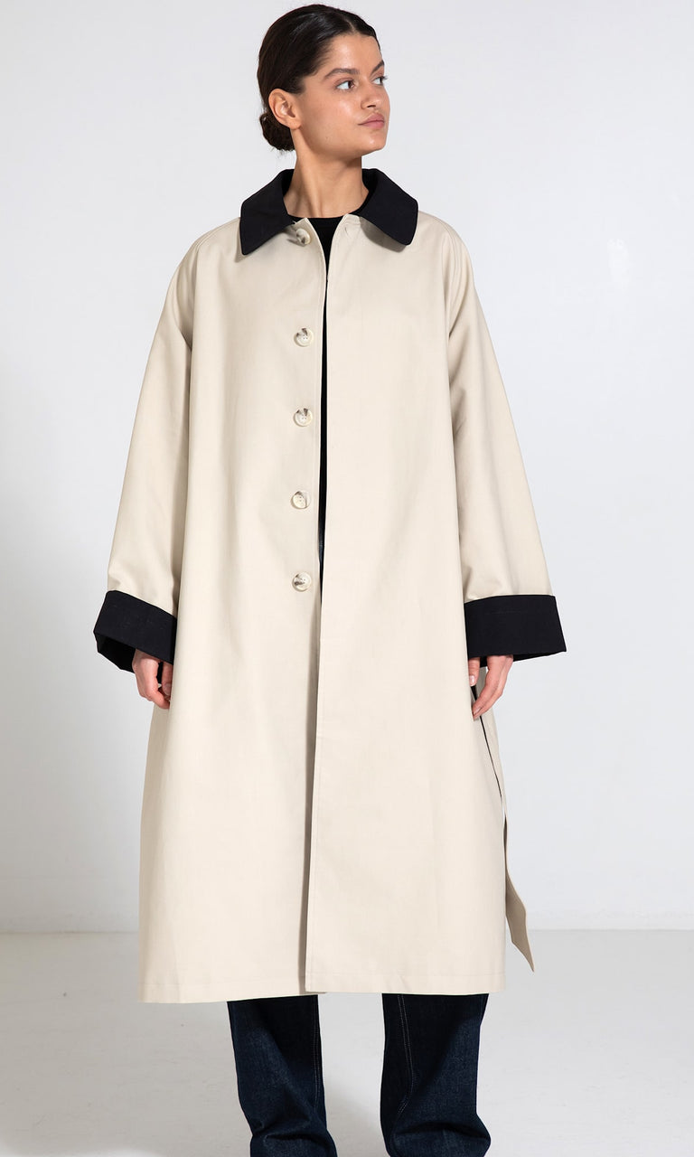 JOEL CANVAS COAT - CREME/BLACK