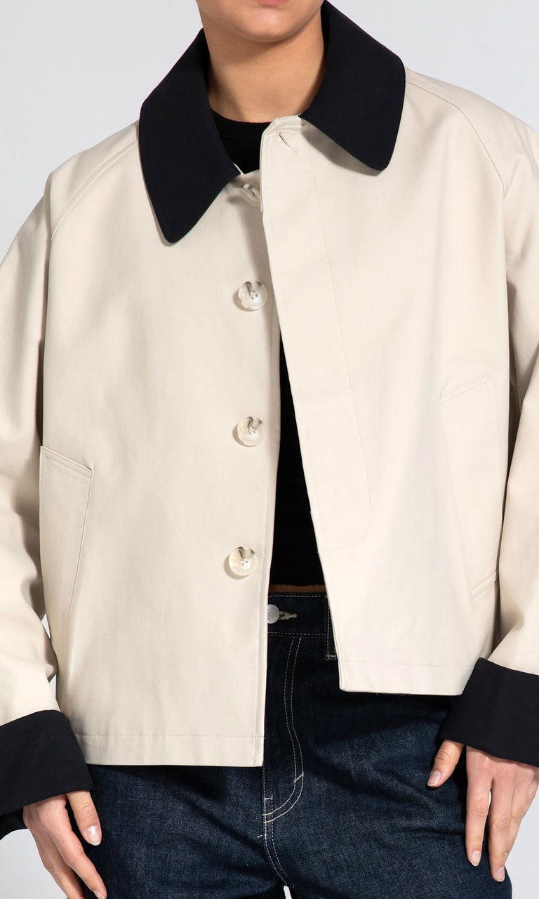 JOEL CANVAS JACKET - CREME/BLACK