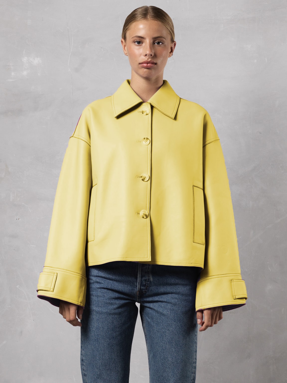 JOSEPH LEATHER JACKET - YELLOW