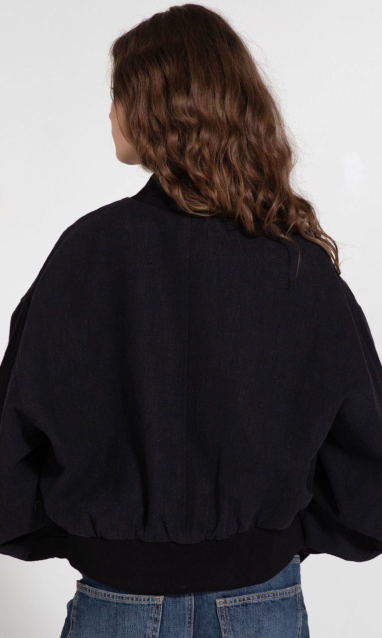 KIAN TWEED BOMBER - BLACK