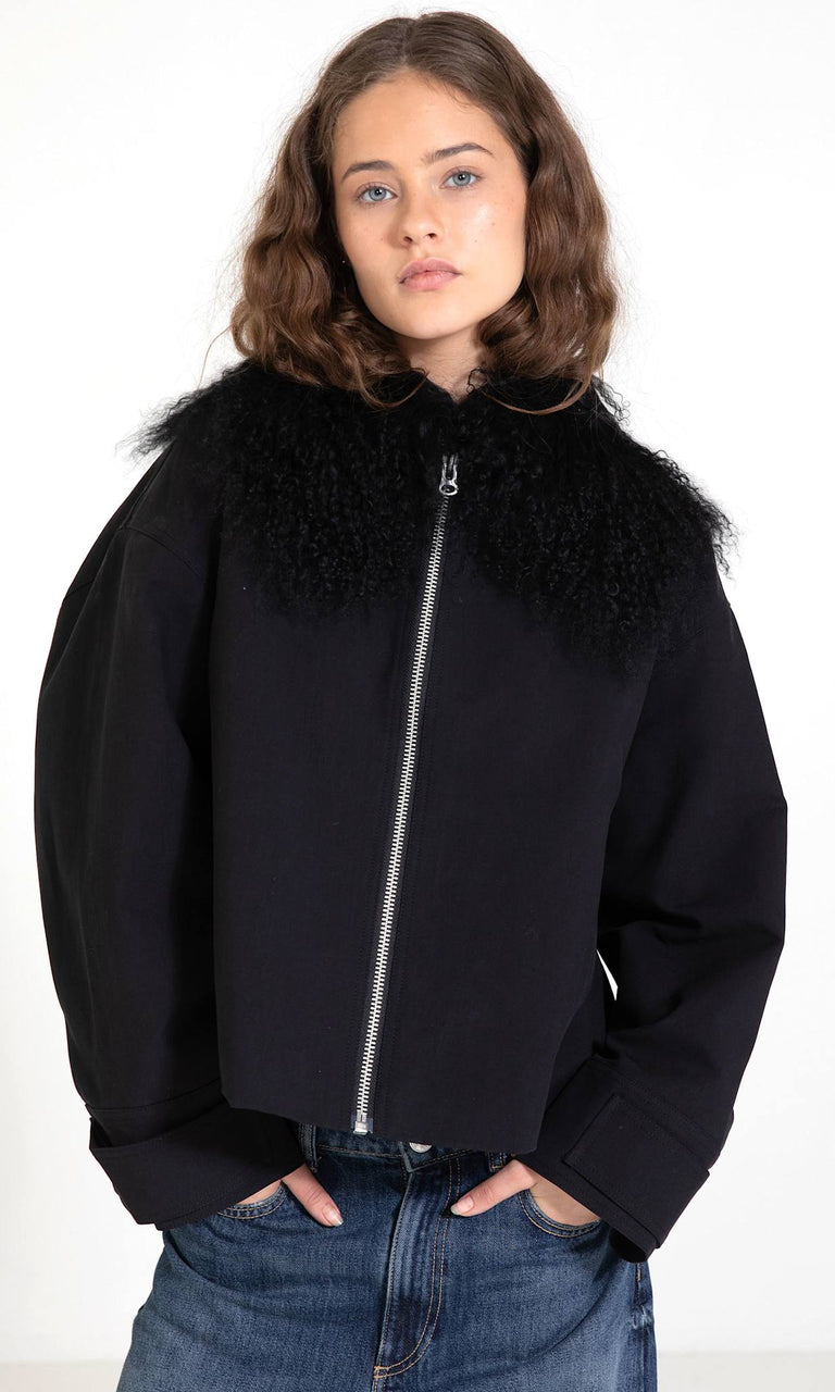 NICO JACKET MONGOLIAN FUR - BLACK