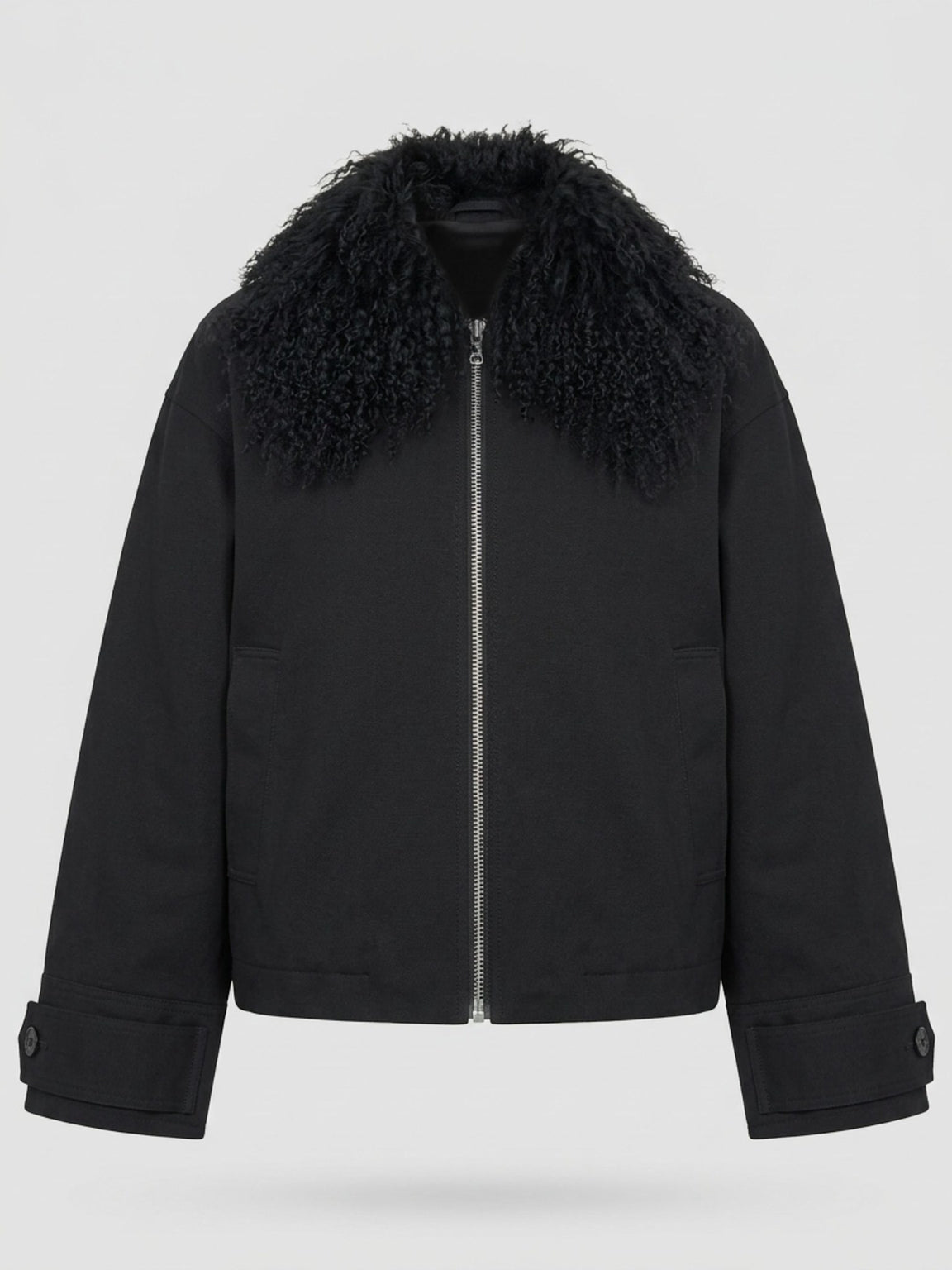 NICO JACKET MONGOLIAN FUR - BLACK