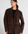 RACHEL SUEDE BLAZER - BROWN