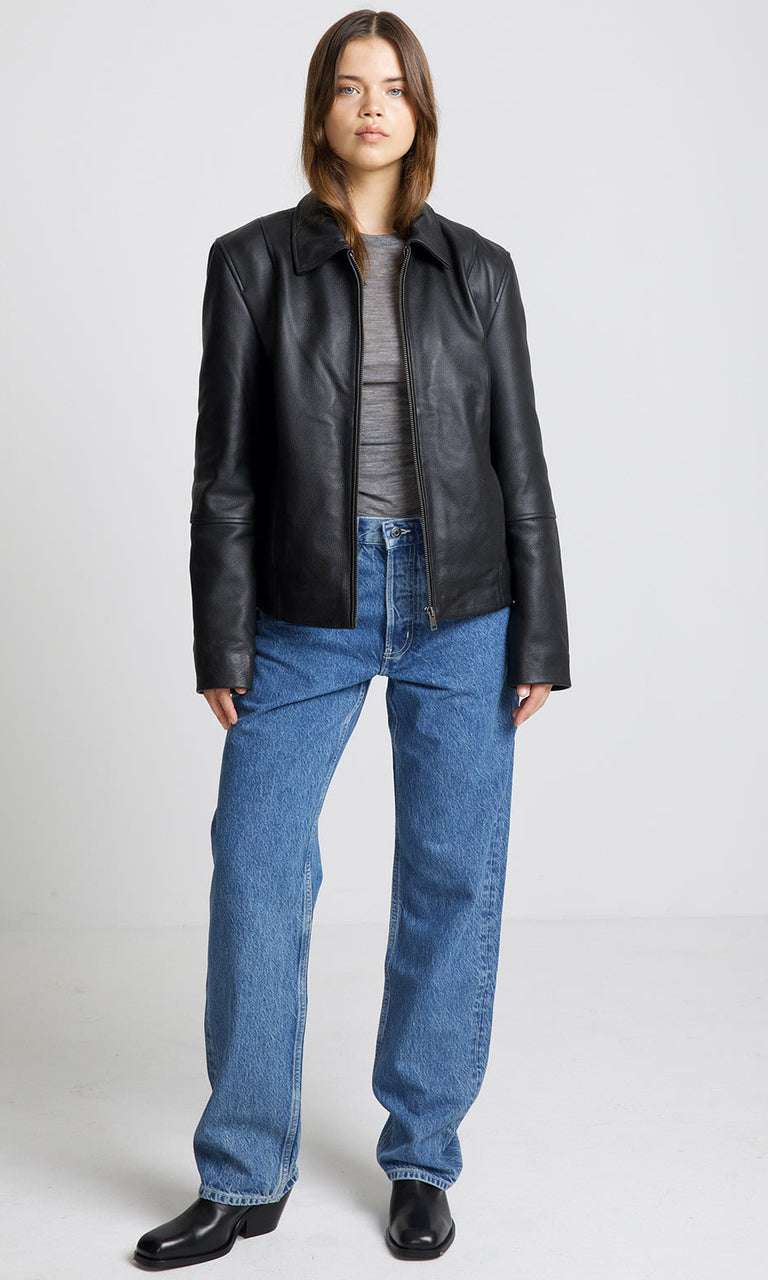 CAROL LEATHER JACKET - BLACK