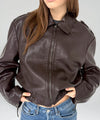 CLEO LEATHER JACKET - BROWN