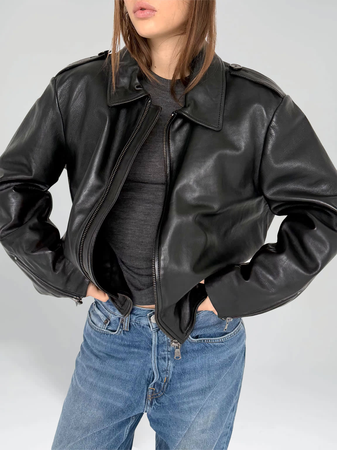 CLEO LEATHER JACKET - BLACK