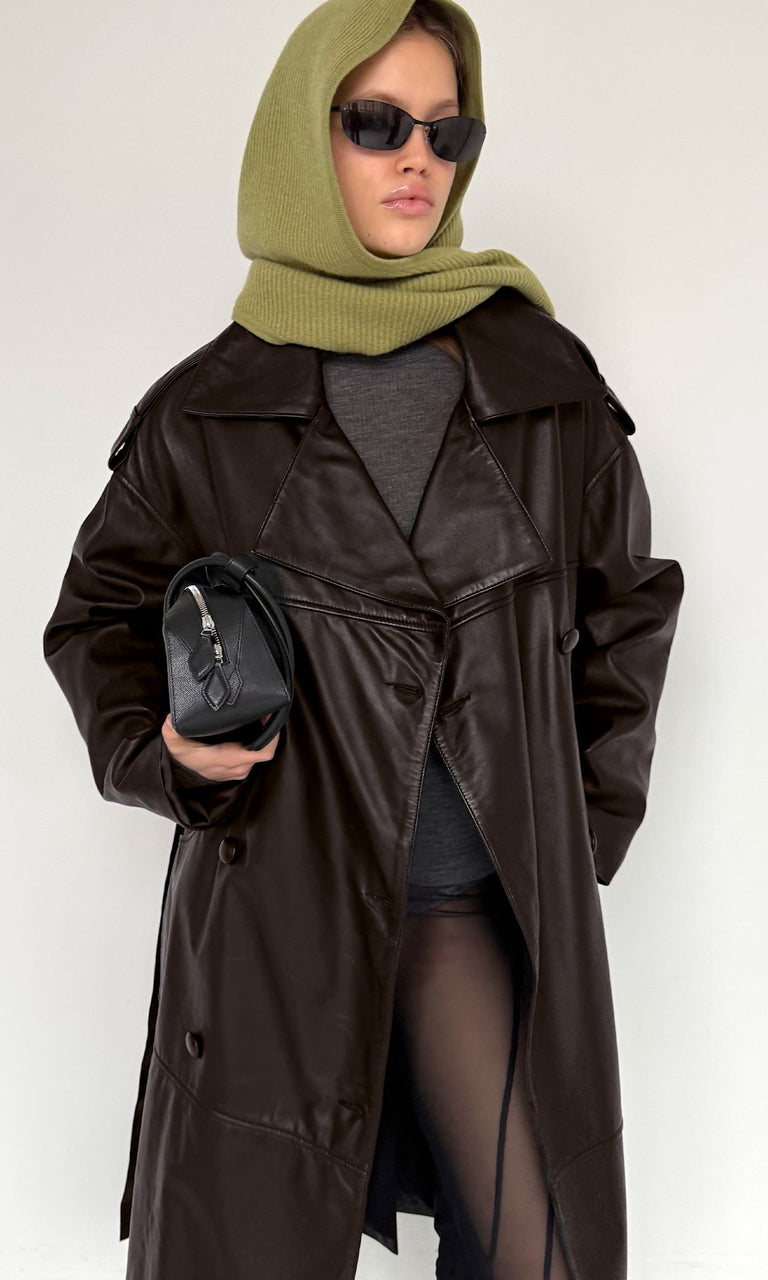 DAKOTA LEATHER COAT - BROWN