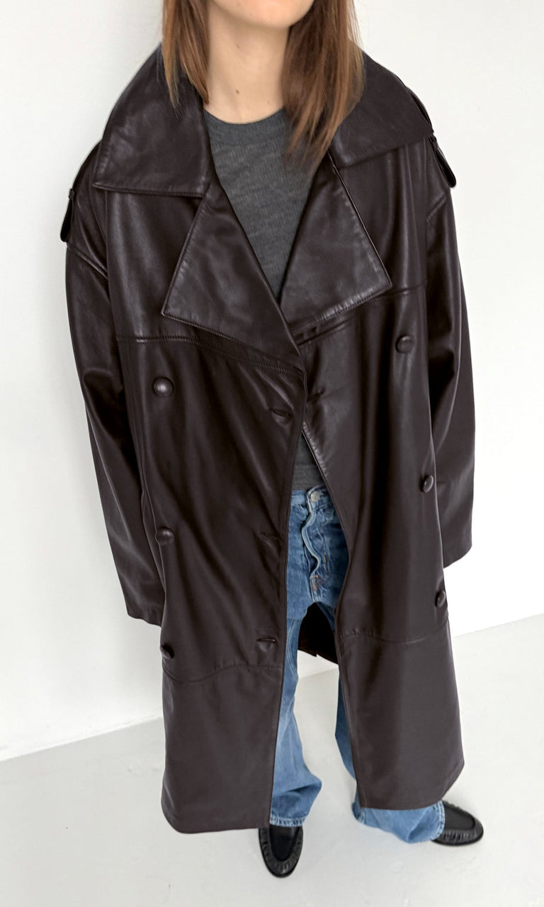 DAKOTA LEATHER COAT - BROWN