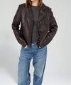 DREW LEATHER JACKET - BROWN