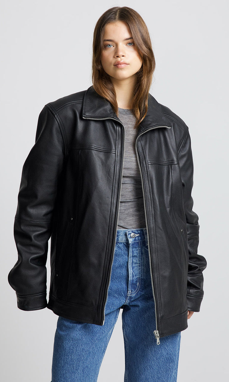 KARO LEATHER JACKET - BLACK
