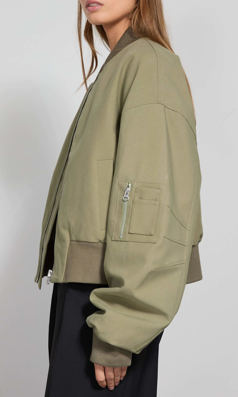 KIAN CANVAS BOMBER JACKET - ARMY