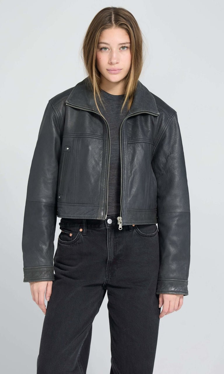 LYLE LEATHER JACKET - BLACK