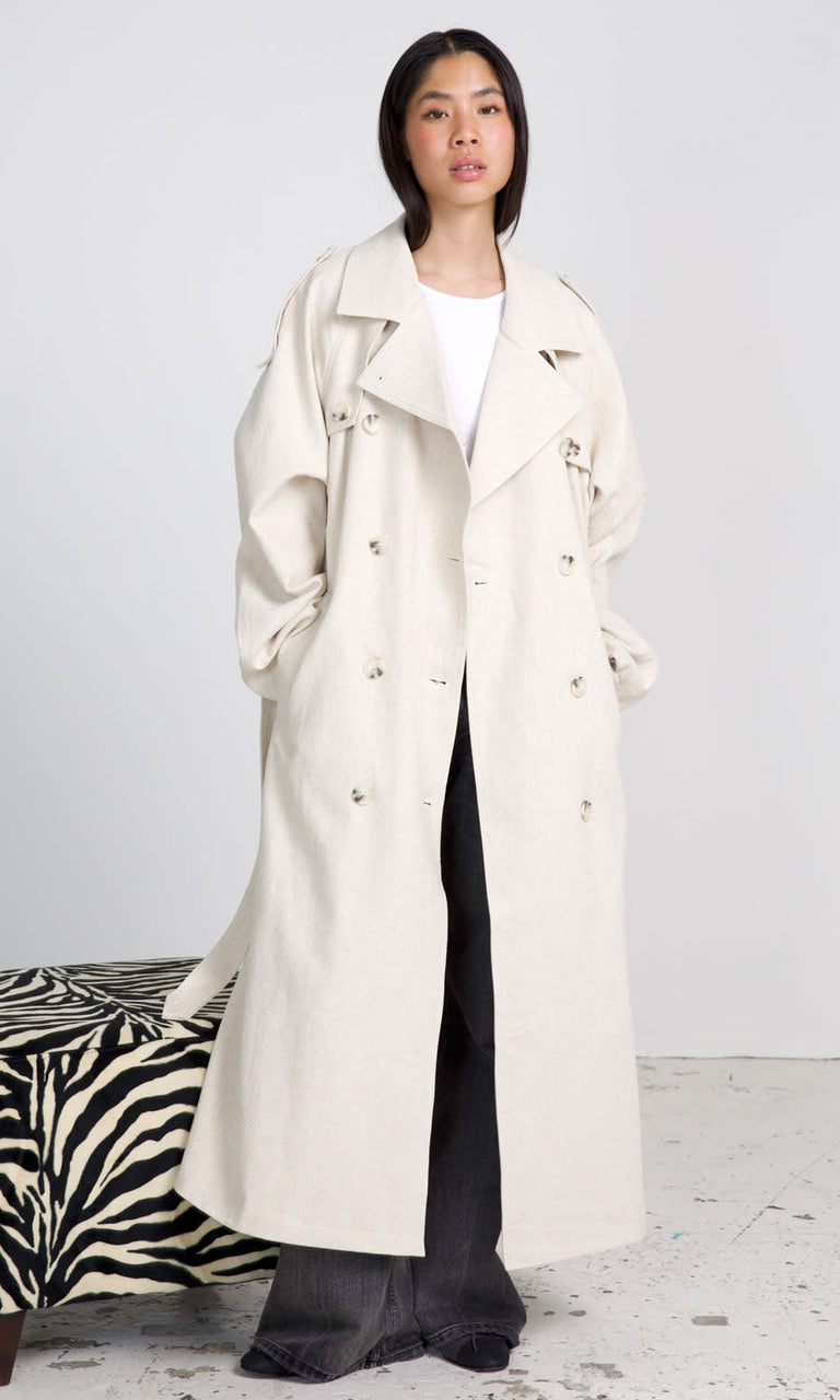 KIRA LINEN COAT - CREME
