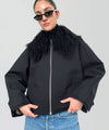 NICO JACKET MONGOLIAN FUR - BLACK