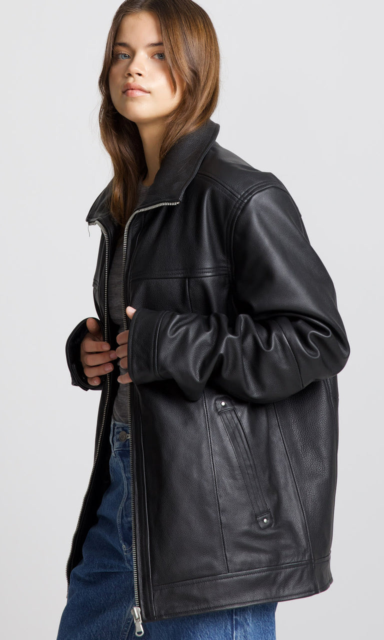 KARO LEATHER JACKET - BLACK