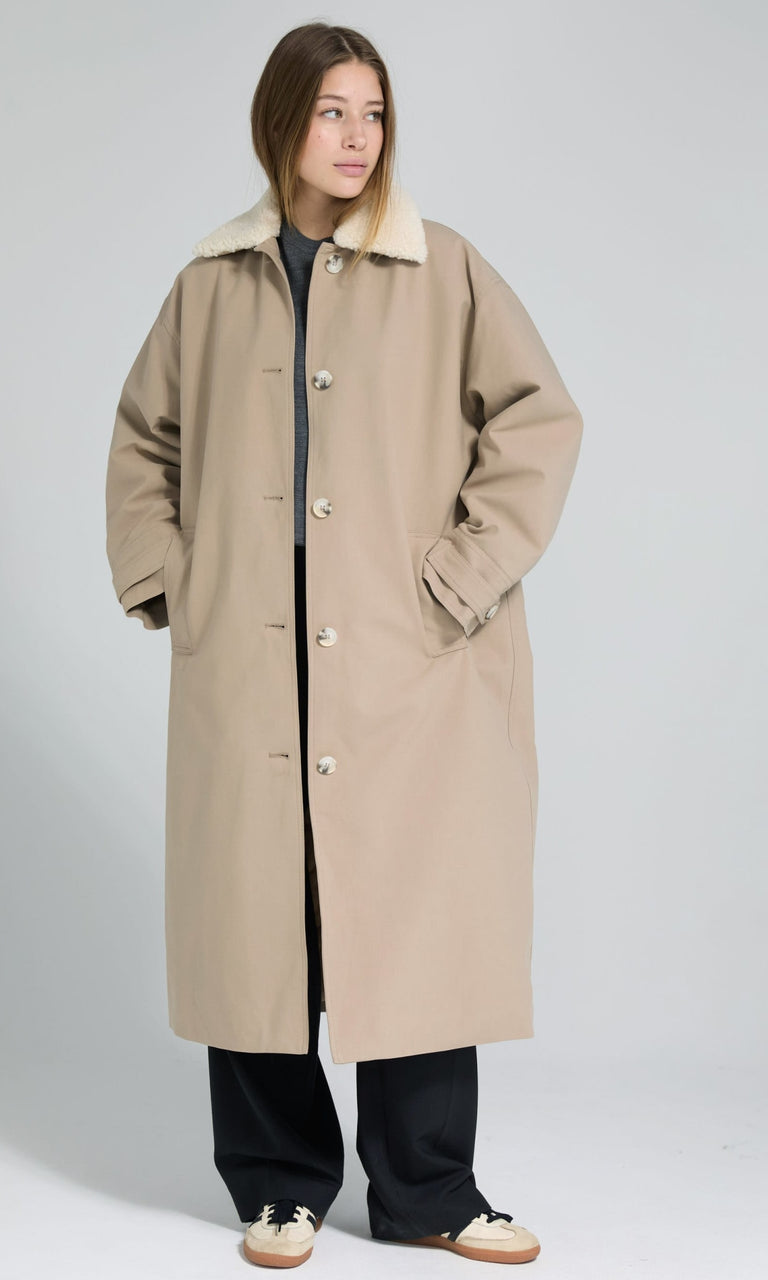 RITA PADDED CANVAS COAT - BEIGE