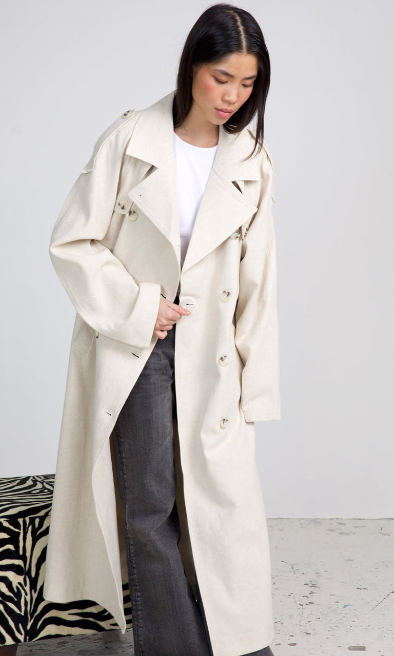 KIRA LINEN COAT - CREME