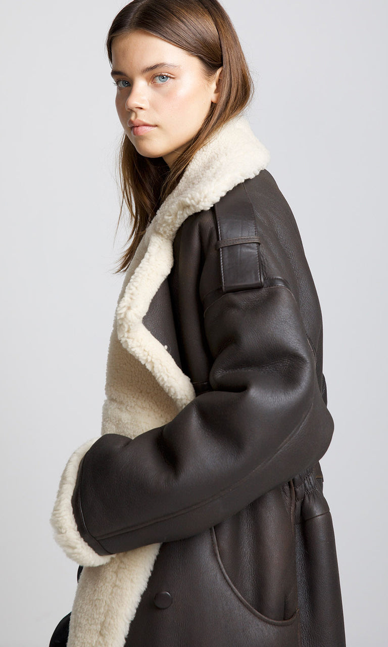 HARPER COAT - BROWN W/ CREME