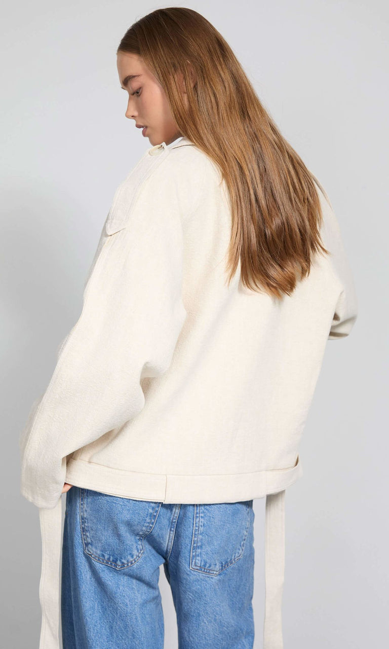 KIRA LINEN JACKET - CREME